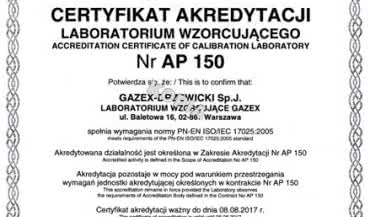Akredytacja Polskiego Centrum Akredytacji dla GAZEX